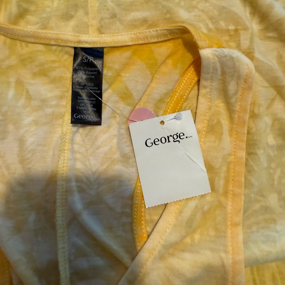 NWT George Yellow Tropical Leaf Print Sleeveless Maxi Dress - Picture 2 of 15